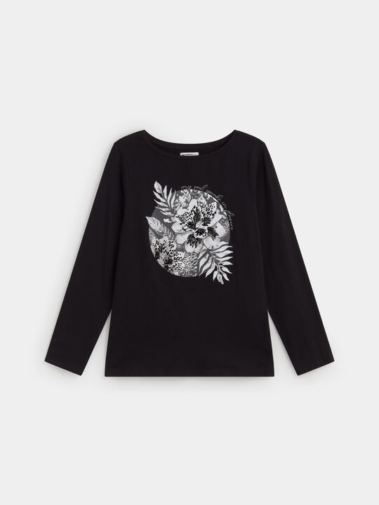 CAMISETA POSICIONAL FLOR Negro image number null