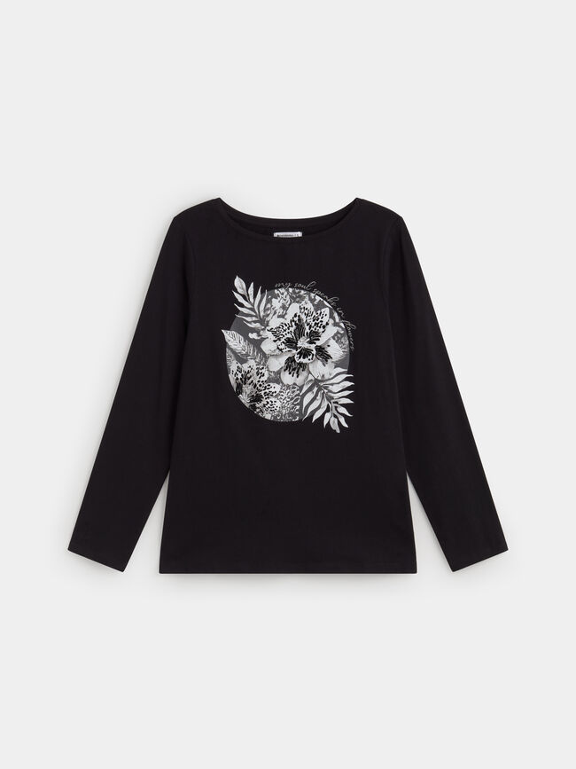CAMISETA POSICIONAL FLOR Negro