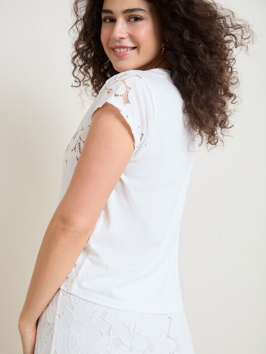 CAMISETA BIMATERIA BORDADO Blanco Optico image number null