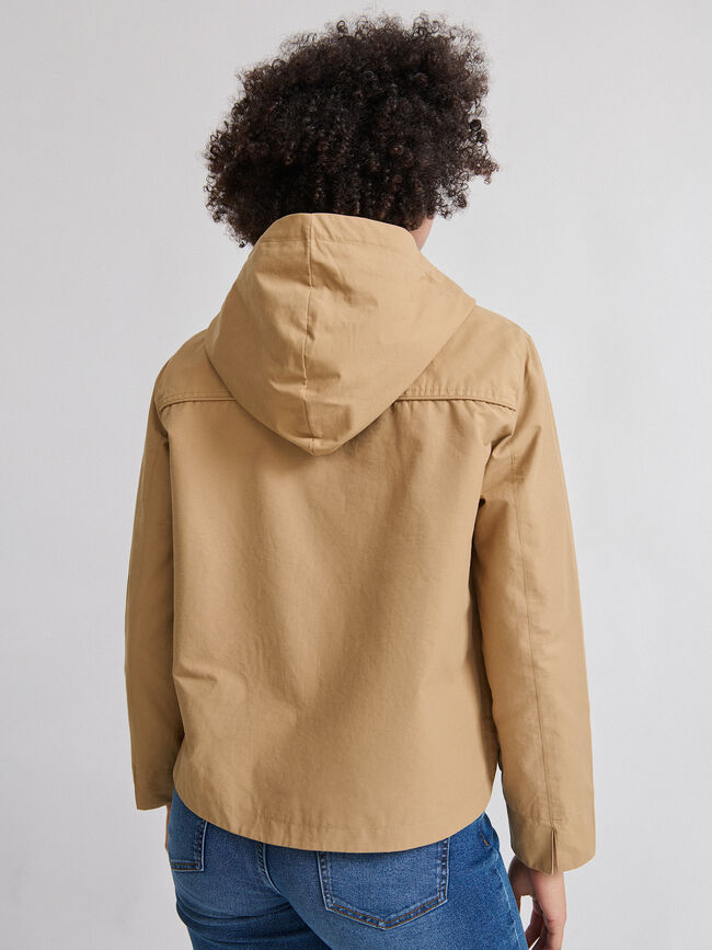 Parka algodón capucha Camel