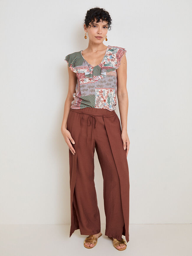 PANTALON  TIPO PAREO Mocca Oscuro