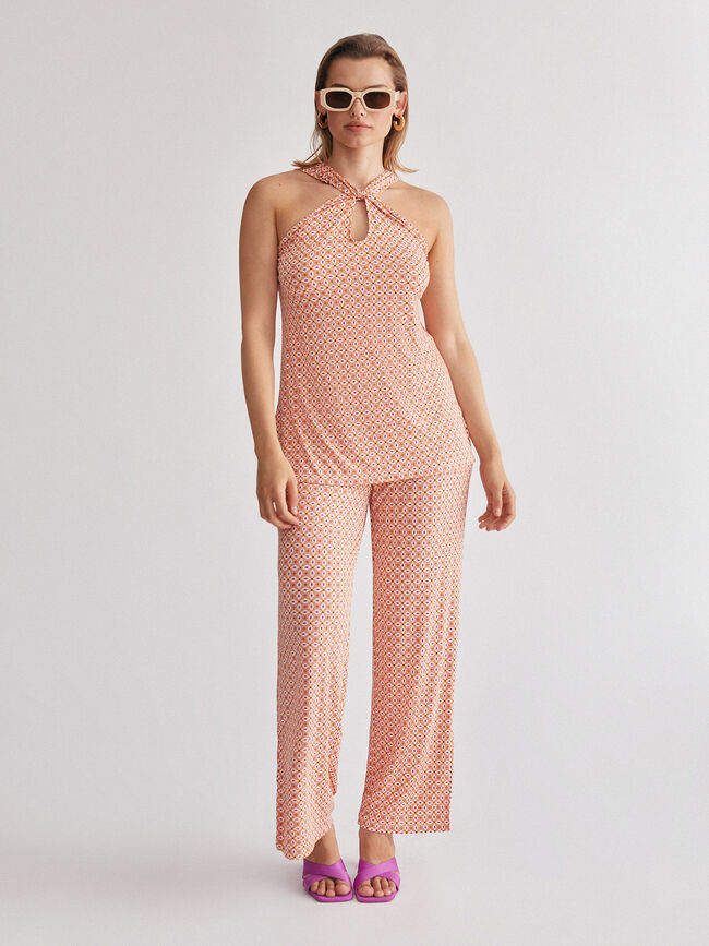 Top halter estampado Naranja