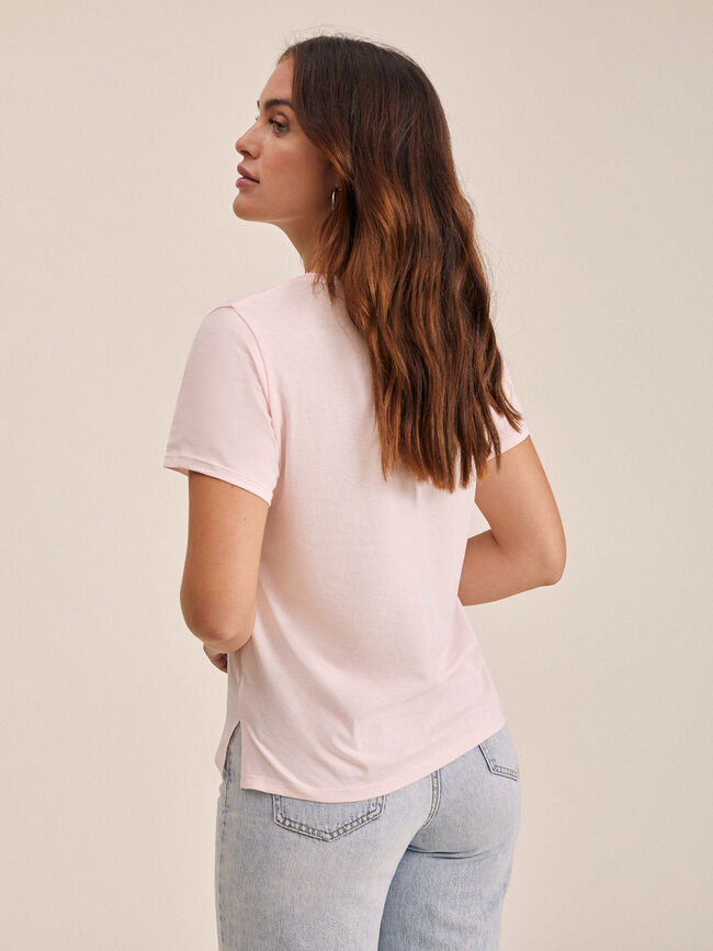 Camiseta detalle estampado labios Rosa