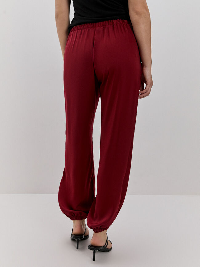 PANTALÓN BOMBACHO SATINADO Rojo Cereza