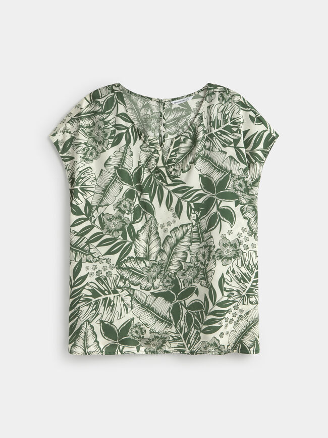 blusa saten estampada Kaki