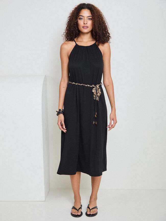 VESTIDO FLAM&Eacute; CINTUR&Oacute;N Negro