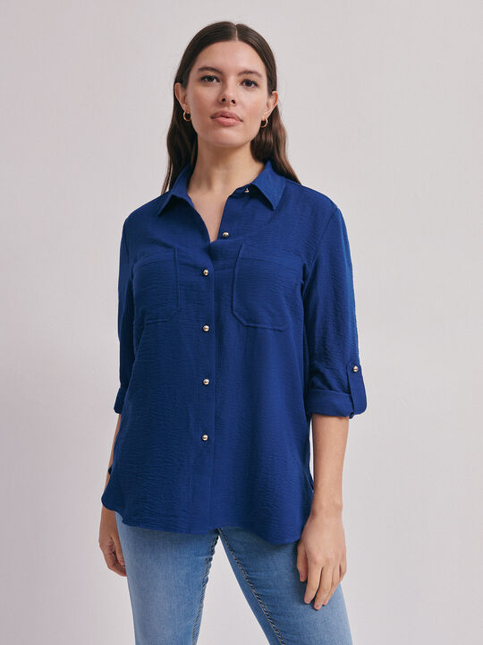 BLUSA CAMISERA Azul Marino image number null