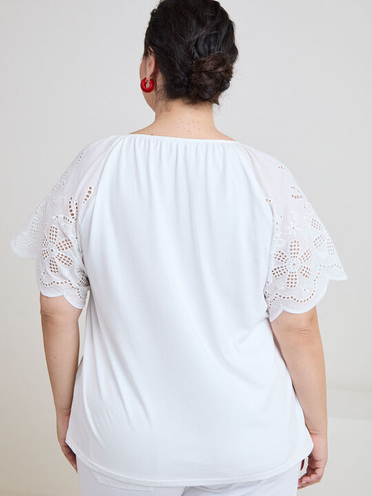 CAMISETA BIMATERIA BORDADA Blanco Optico image number null