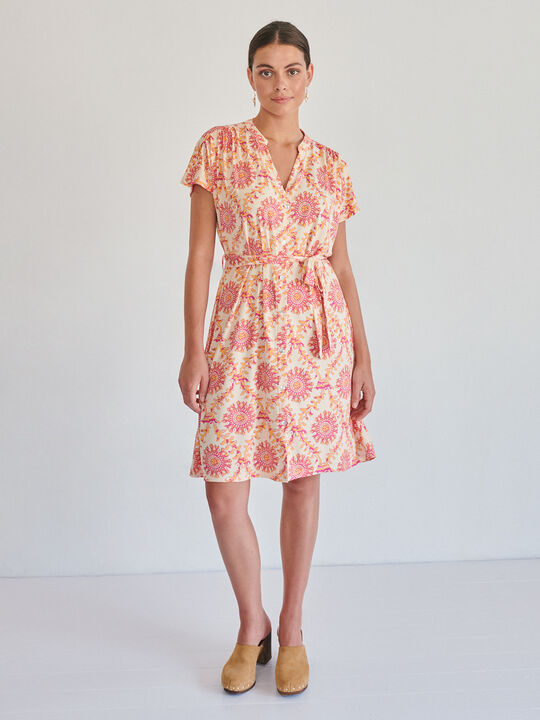 VESTIDO CUELLO MAO Rosa Medio image number null