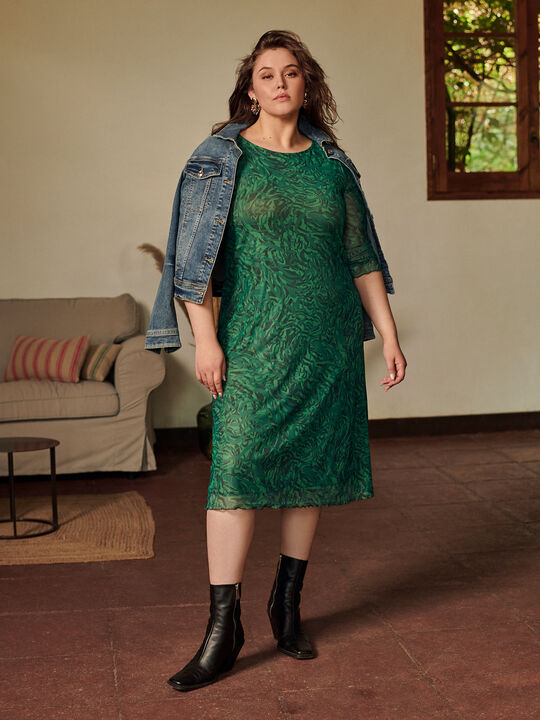 VESTIDO TUL Verde oscuro image number null
