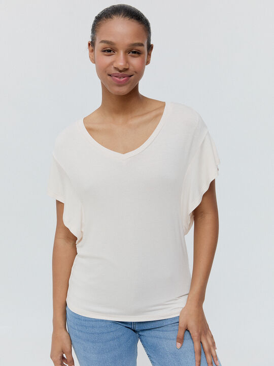 CAMISETA VOLANTES Blanco Hueso image number null