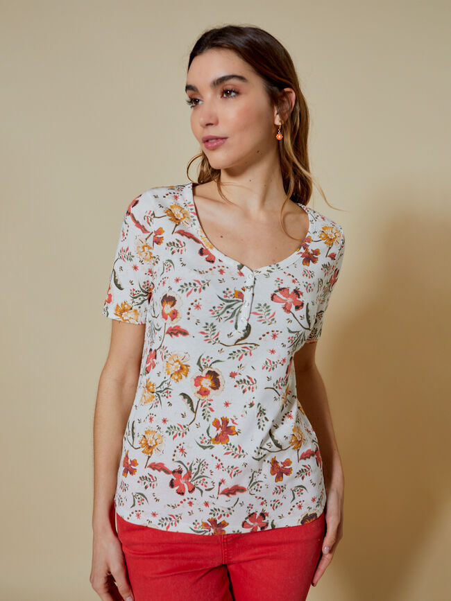 Camiseta estampada detalle botones Estampado 1