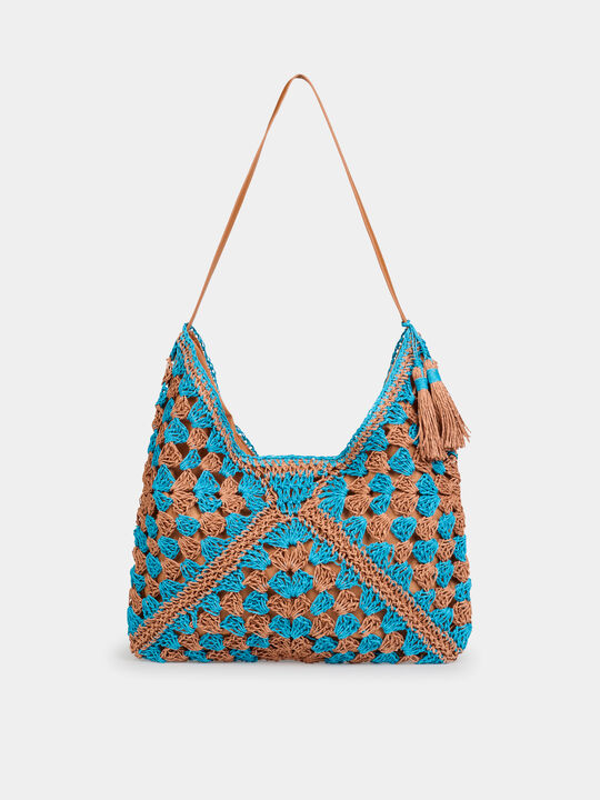 Bolsa rafia grande combinado Turquesa image number null