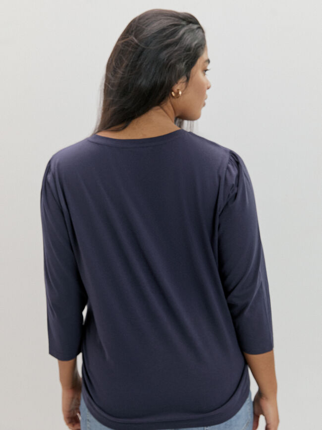 CAMISETA CEREZAS BORDADAS Azul Marino