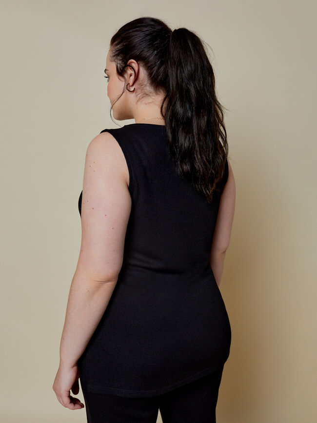 top cuello redondo Negro