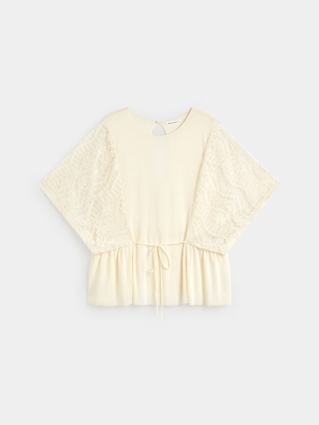 BLUSA BORDADO MANGAS Crudo