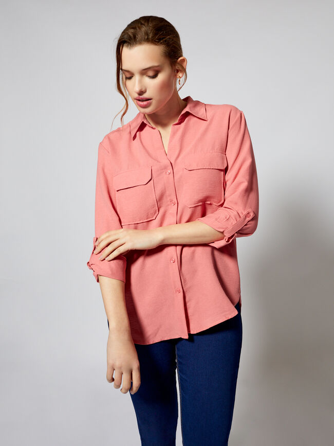 Camisa con bolsillos Rosa Medio