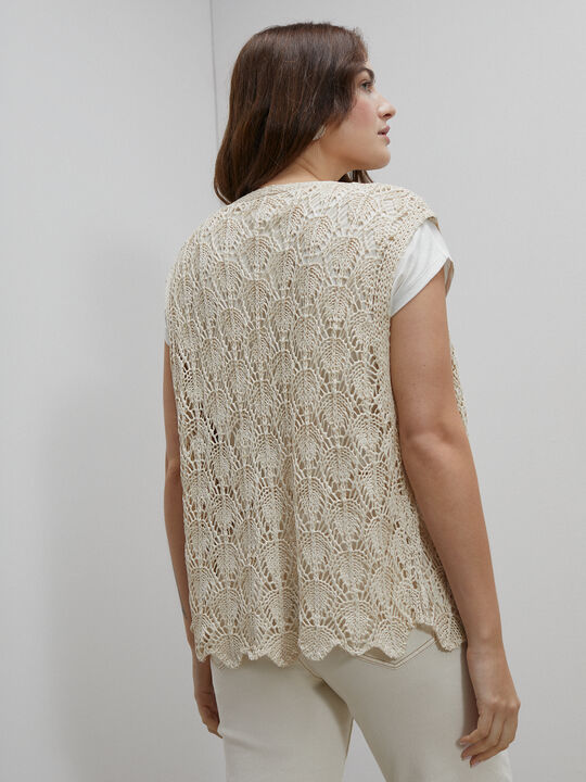 CHALECO CROCHET Beige image number null