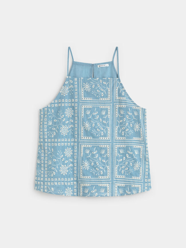 TOP BORDADO Azul Chambray