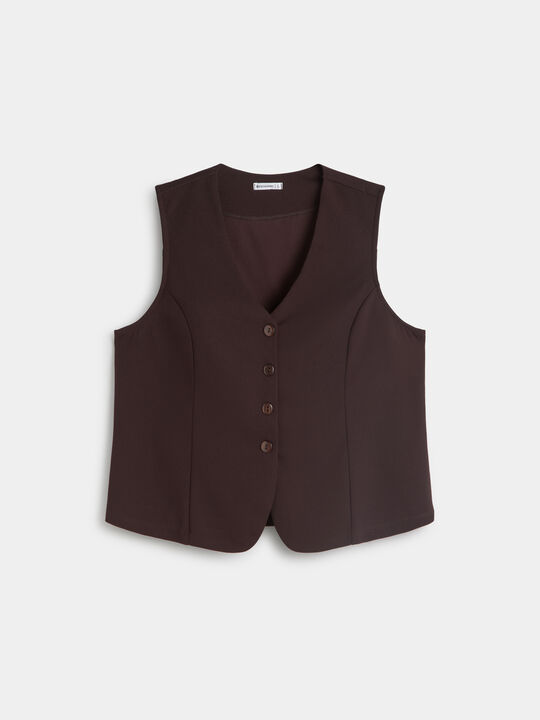 CHALECO DETALLE BOTON Marron chocolat image number null