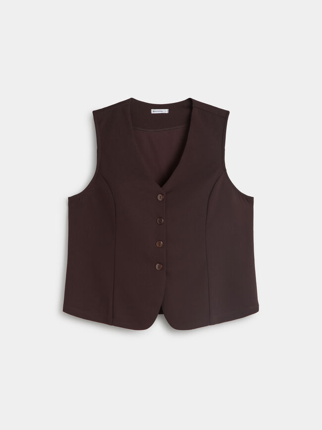 CHALECO DETALLE BOTON Marron chocolat