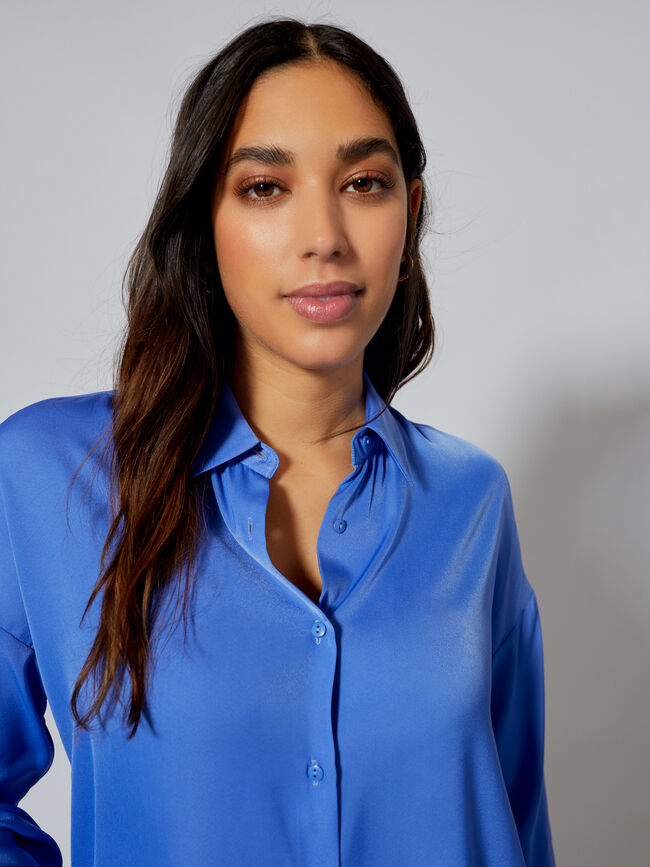 Blusa estampada satén Azul Ceruleo