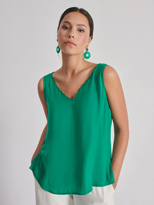 Top fluido satinado Verde Brillante image number null