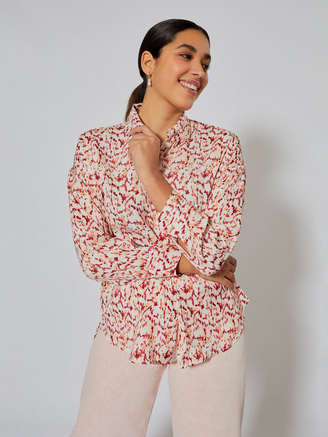 Blusa estampada satén Piedra