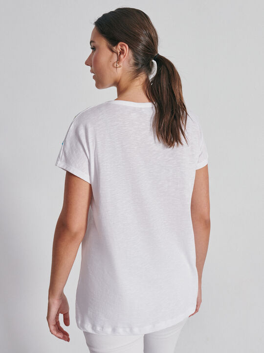 Camiseta algodón bordados Blanco Optico image number null