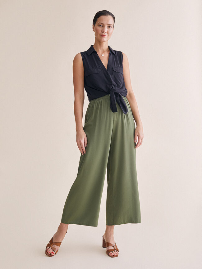 Pantalón palazzo Kaki