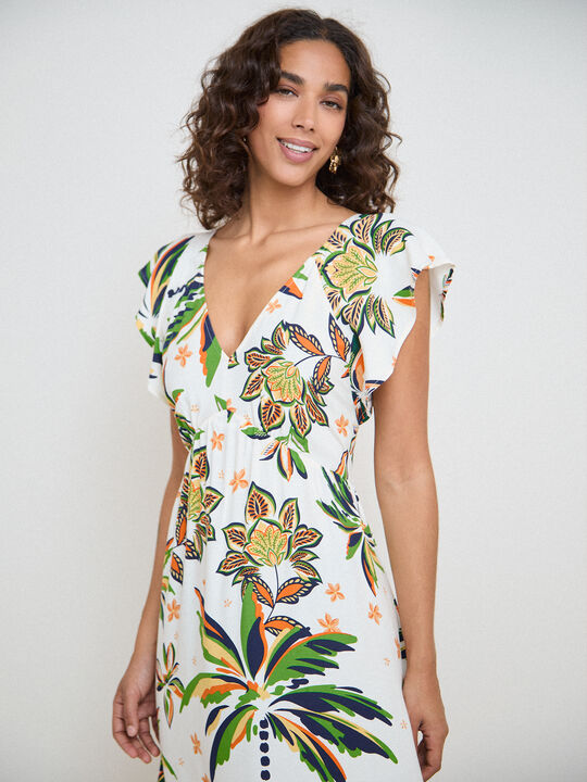 VESTIDO BAJO VOLANTE Crudo image number null