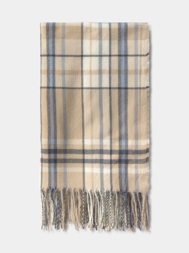 BUFANDA DISEÑO CUADROS Crudo