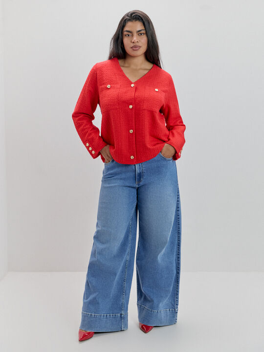 CHAQUETA CUELLO PICO Rojo image number null