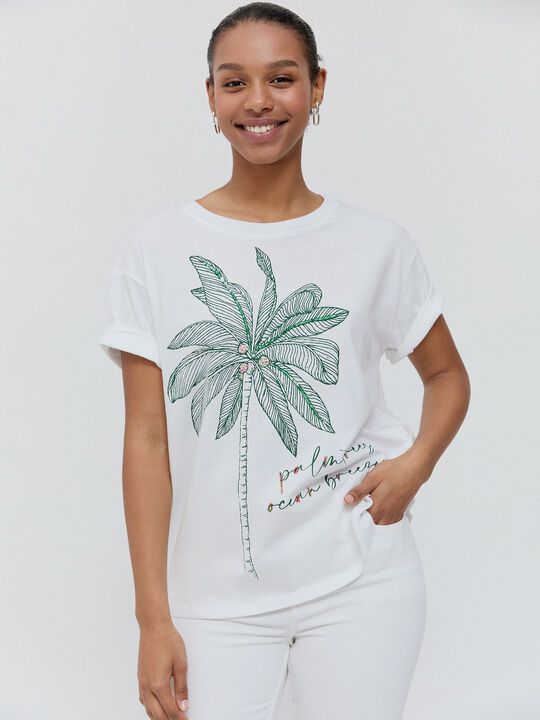 CAMISETA POSICIONAL PALMERA Blanco Optico image number null