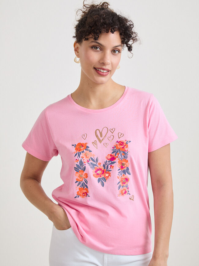 CAMISETA MADRE FLORES rosa sugar