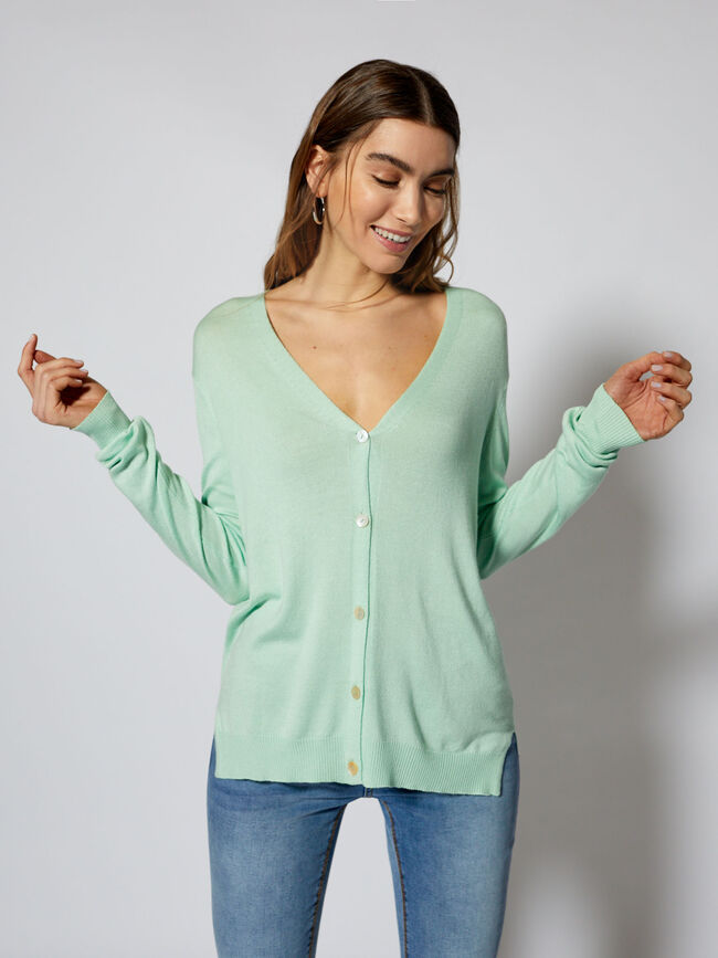 cárdigan punto oversize Verde Agua