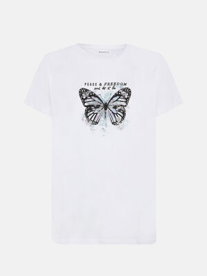 Camiseta manga corta mariposa Blanco Optico image number null