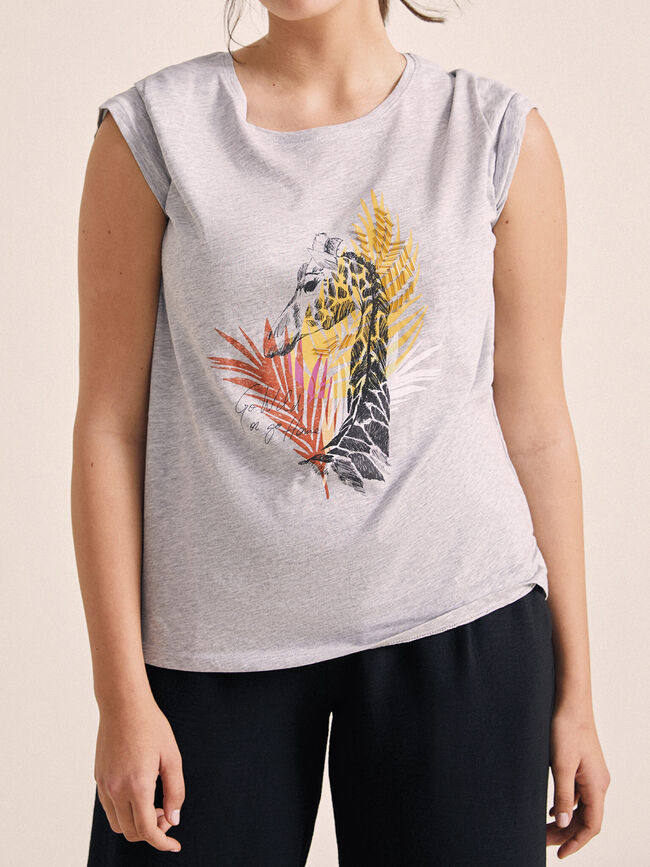 Camiseta estampado jirafa GrisVigoreClaro