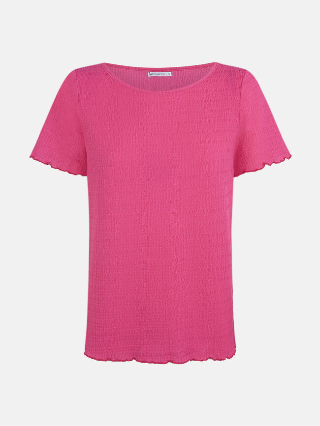 camiseta básica plisada Fucsia Claro