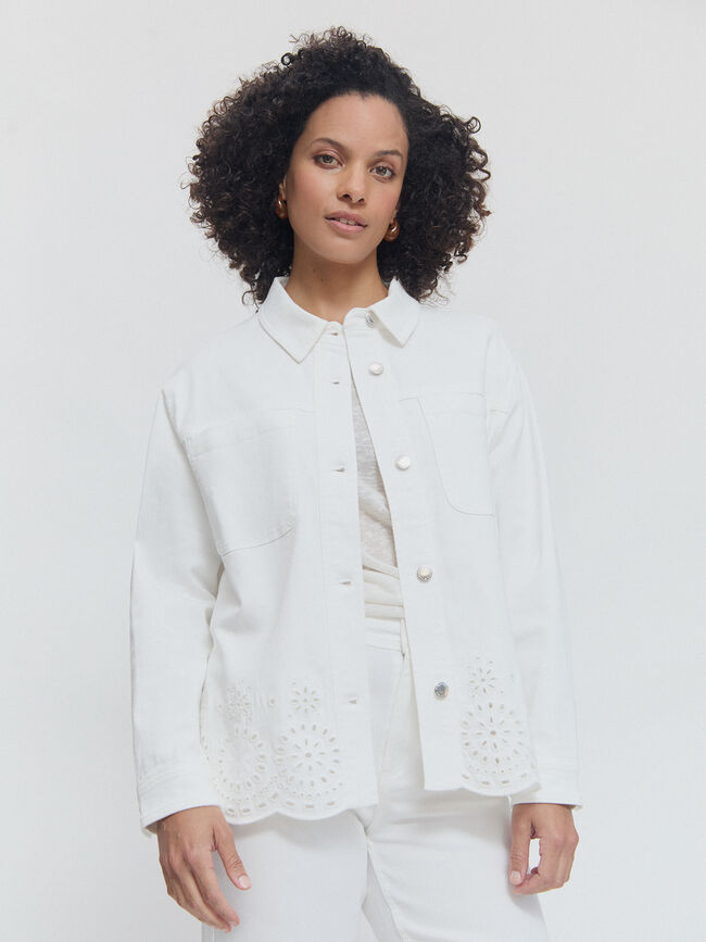 CHAQUETA BORDADO INGLES Blanco Optico