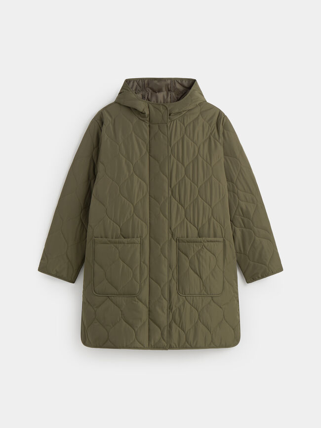 CHAQUETA LARGA ACOLCHADA Kaki