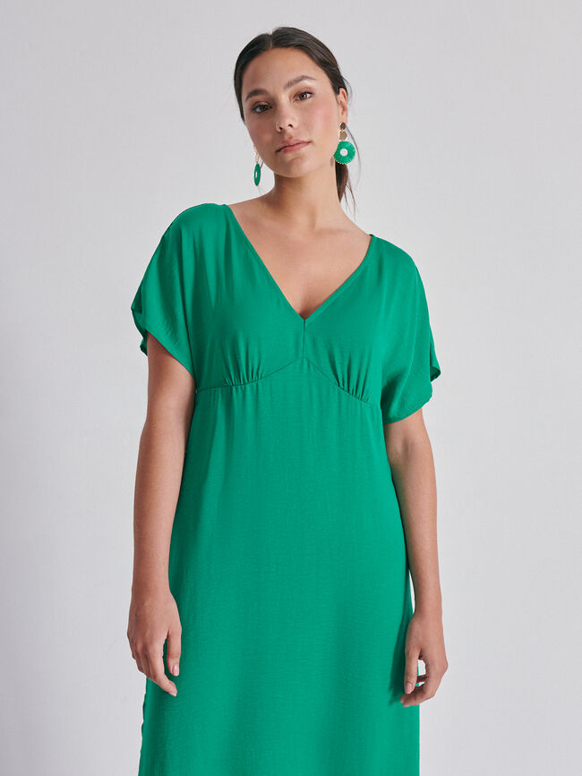 Vestido fluido satinado Verde Brillante
