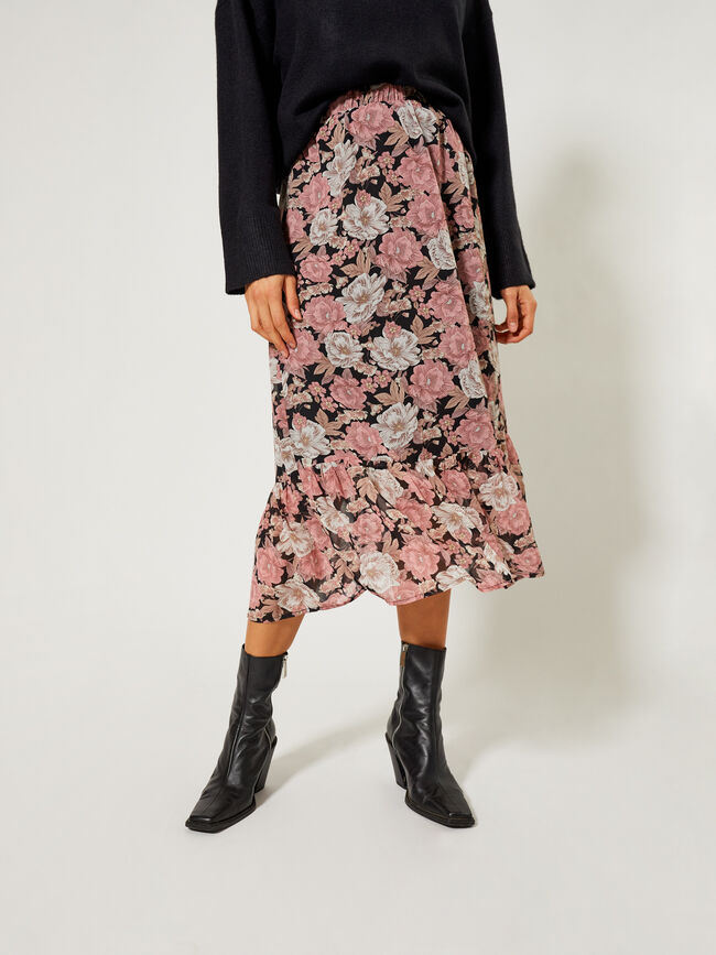 Falda corte georgette Rosa Claro