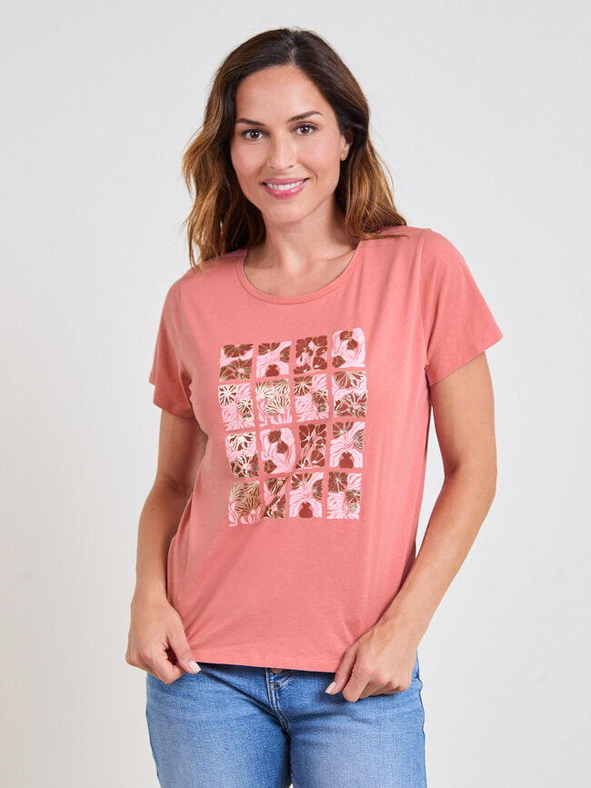 CAMISETA MOSAICO FLORES Blush