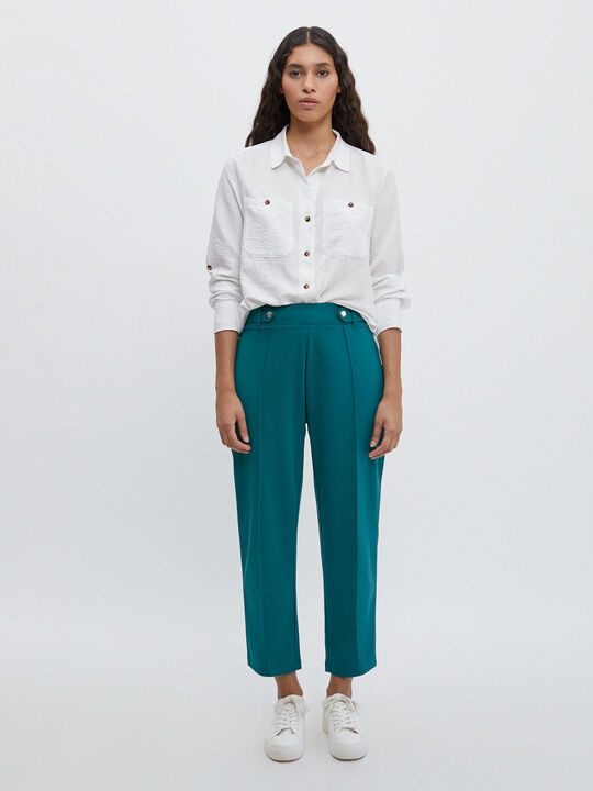 PANTALÓN BOTONES Verde Viridian image number null