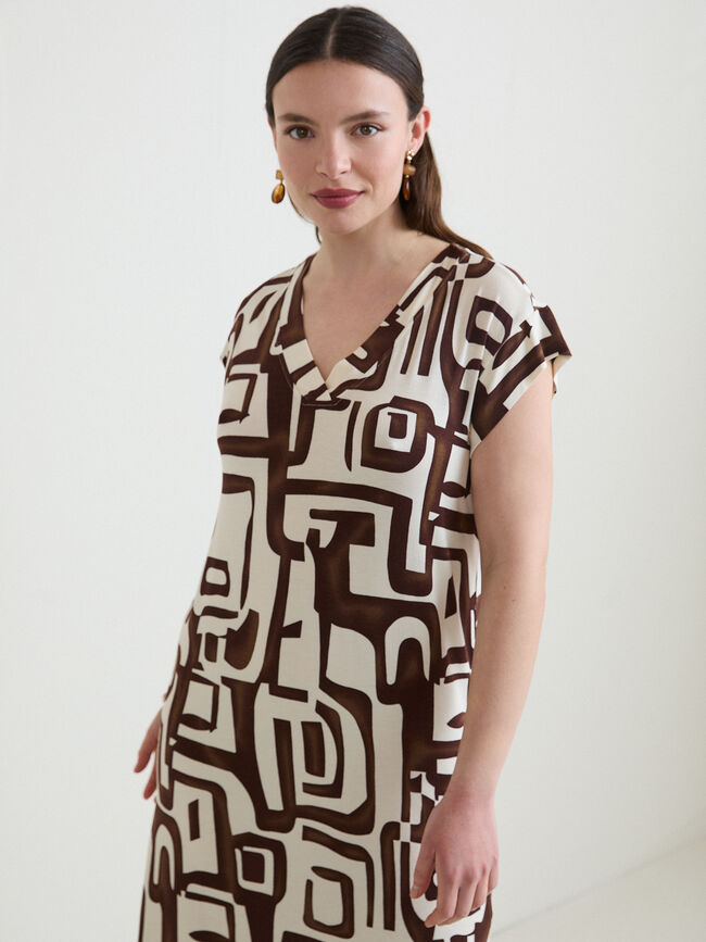 VESTIDO PICO ESTAMPADO Estampado 1