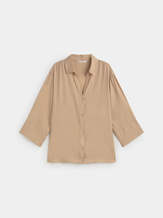 CAMISA OVERSIZE LARGA Beige Tostado