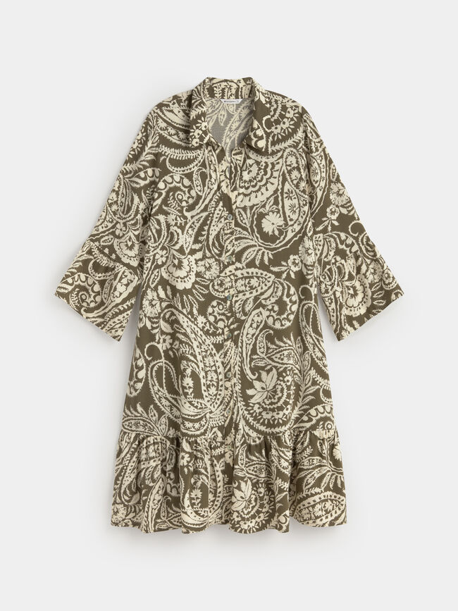 VESTIDO MIDI ESTAMPADO Kaki