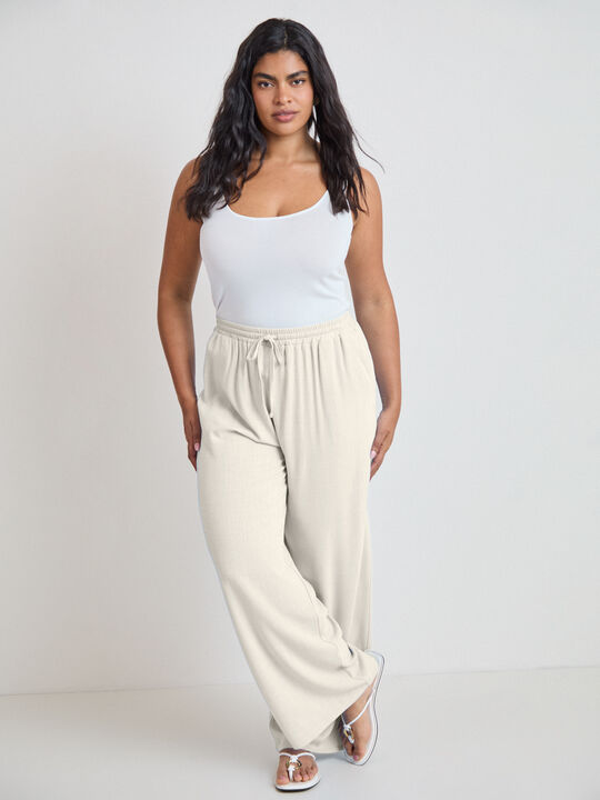 PANTAL&Oacute;N R&Uacute;STICO LARGO Blanco Hueso image number null