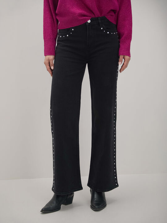 WIDE LEG DETALLE TACHAS Negro image number null